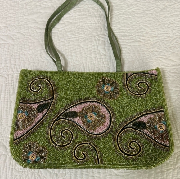 Vintage Barse Green Beaded Women's Purse - Picture 4 of 6